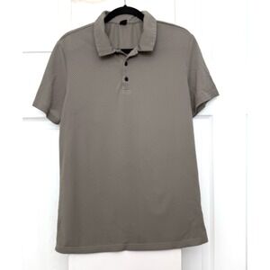 Manfinity Mens Polo Shirt  L Taupe Short Sleeve Textured Classic Business Casual